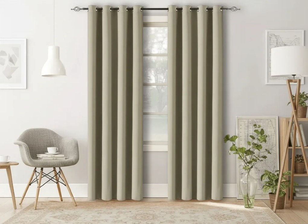 Perdea OXFORD 140x250 cm, bej deschis Agatat: Inele metalice