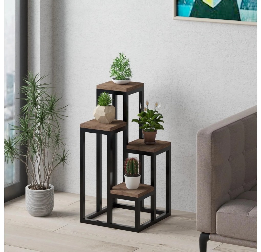 Suport decorativ pentru ghiveci Vopamo (pin atlantic + negru) . 1093631