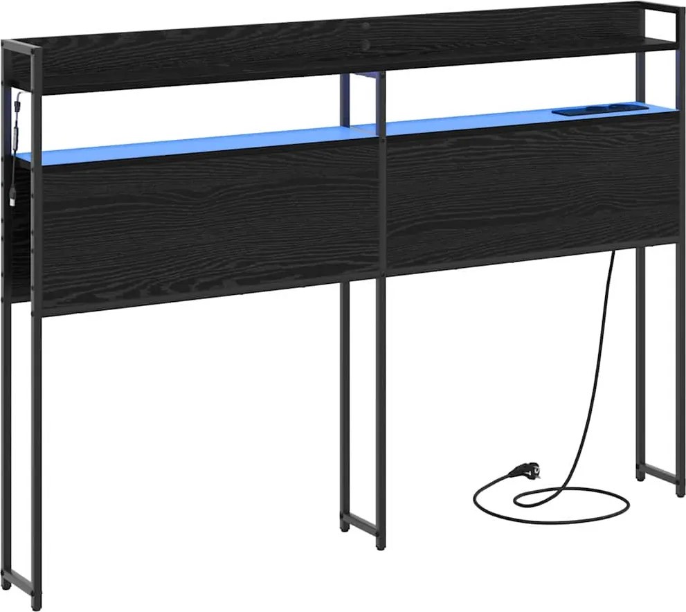 vidaXL Tăblie de depozitare cu raft Stejar negru 135 cm Lemn compozit