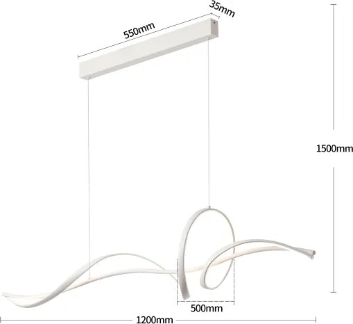Brilagi - Lustra LED cu dimmer pe cablu SIGNATURE LED/55W/230V 120x23 cm albă + telecomandă