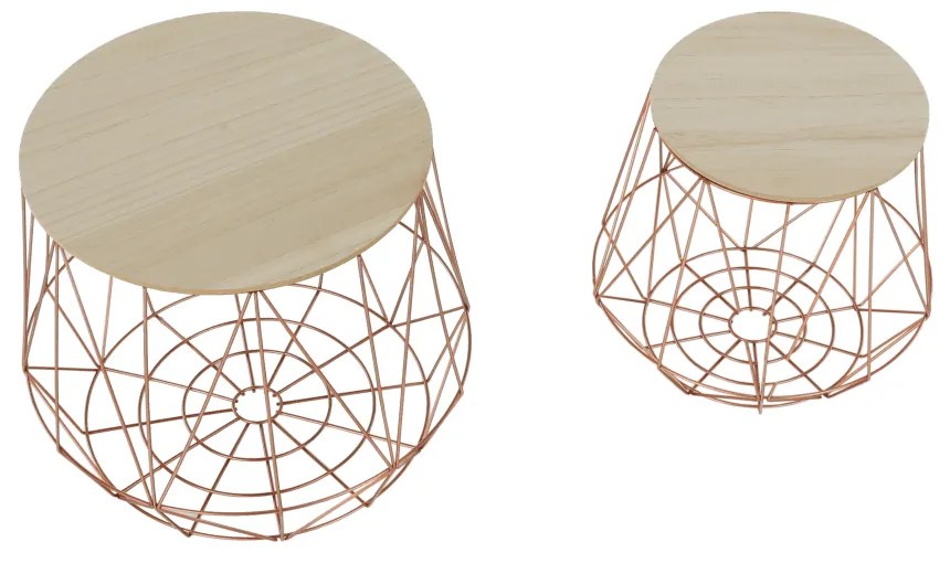 Set măsuţe auxiliare, natural/cupru, DALUX