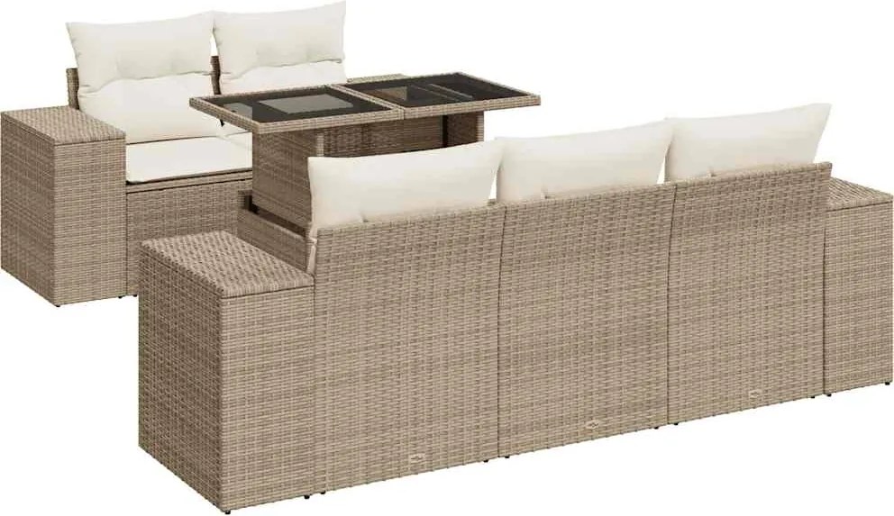 vidaXL Set canapele de grădină cu perne, 6 piese, bej, poliratan