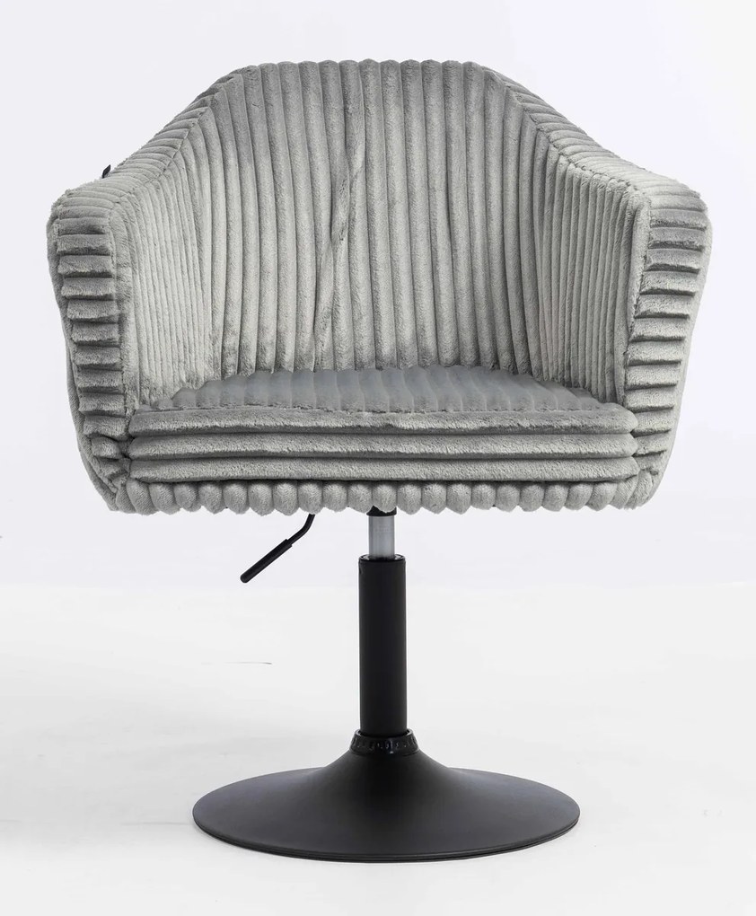 HR832N Scaun Gri Teddy Cord cu Bază Neagră