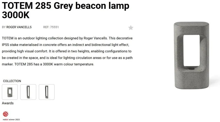 Stalp LED de exterior IP55 TOTEM 27,8cm Grey 3000K