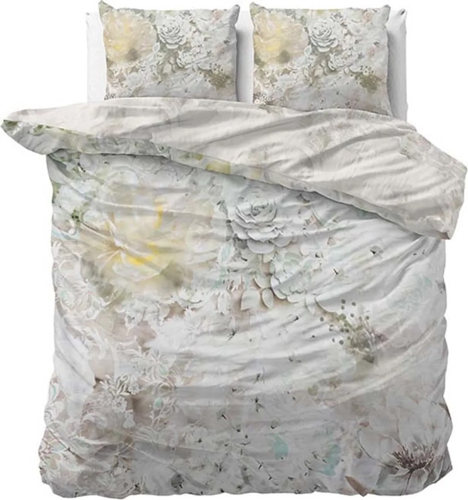 Lenjerie de pat din satin de bumbac AURORA WHITE cu model Dimensiune lenjerie de pat: 2 buc 60 x 70 cm | 200 x 200 cm