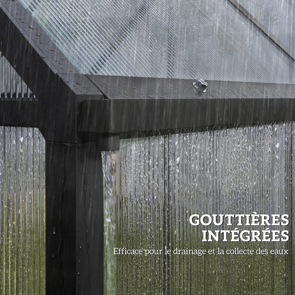 Outsunny Seră de grădină din aluminiu și policarbonat, seră cu fereastră reglabilă și ușă batantă, rezistentă la intemperii, transparent | Aosom Romania