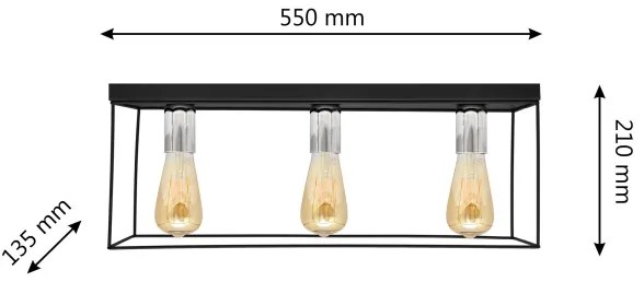 Plafonieră FINN 3xE27/15W/230V negru/crom