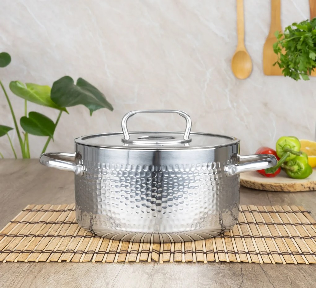 Cratita din inox Zilan ZLN1313, 2.5L, Diametru 20 cm, Manere nituite, Compatibil gaz, inductie electric, Compatibil masina de spalat vase