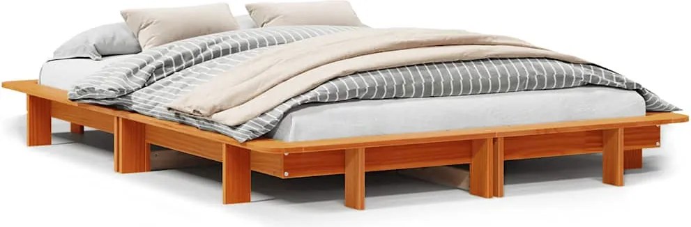 vidaXL Cadru pat fără saltea, maro ceruit, 120x190 cm, lemn masiv pin