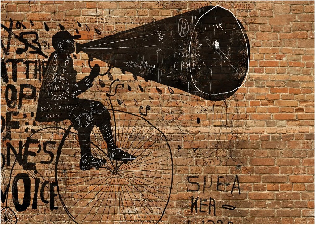 Tablou - Barbat cu biciclete stil Bansky (70x50 cm)