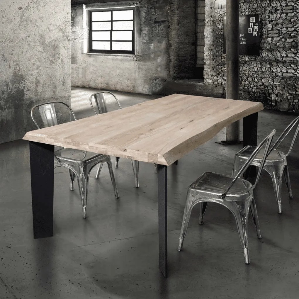 MASA FONTY -  LEMN MASIV PICIOR METALIC - 180 cm / 90 cm / 77 cm - STEJAR AURIU