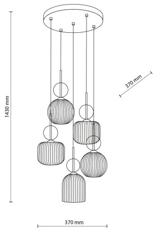 Lustră pe cablu SOPHIA 5xE14/10W/230V negru/bej fumuriu