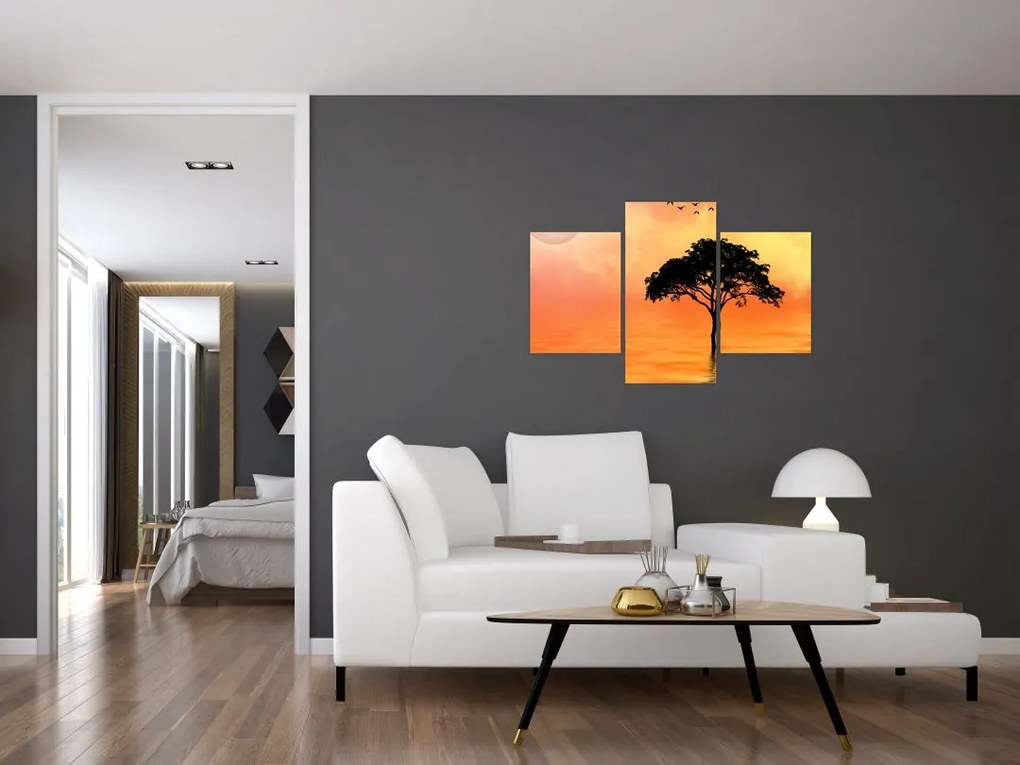 Tablou cu copac în apus de soare (90x60 cm)