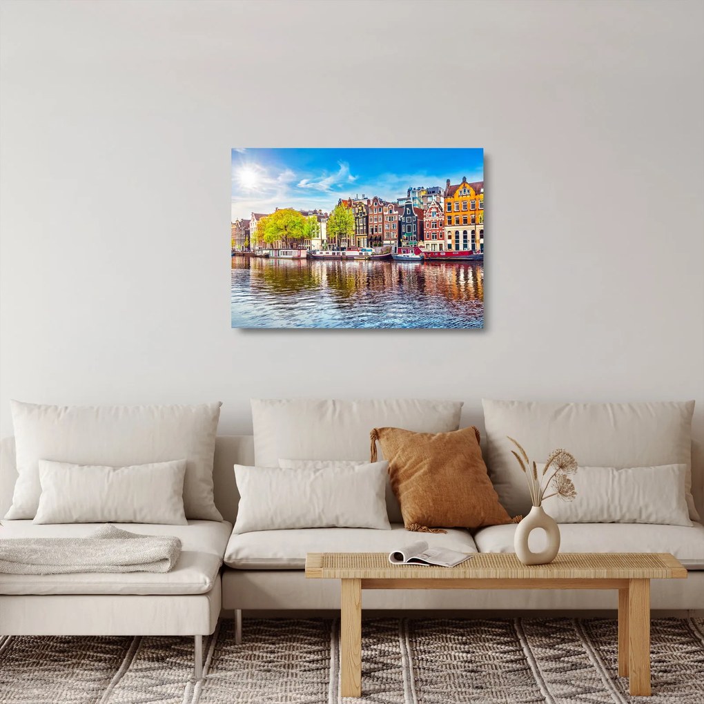 Tablou pe sticlă - Case dansatoare, Amsterdam (70x50 cm)
