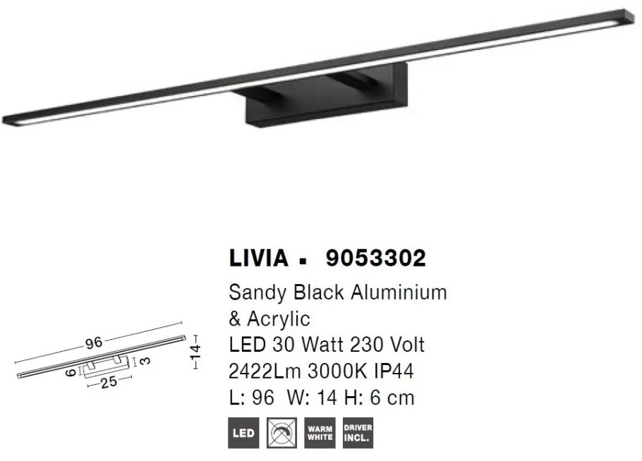Aplica LED pentru perete baie IP44 LIVIA