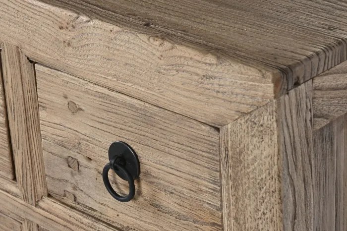 Comodă din lemn masiv cu 9 sertare, aspect antichizat, „Étable”
