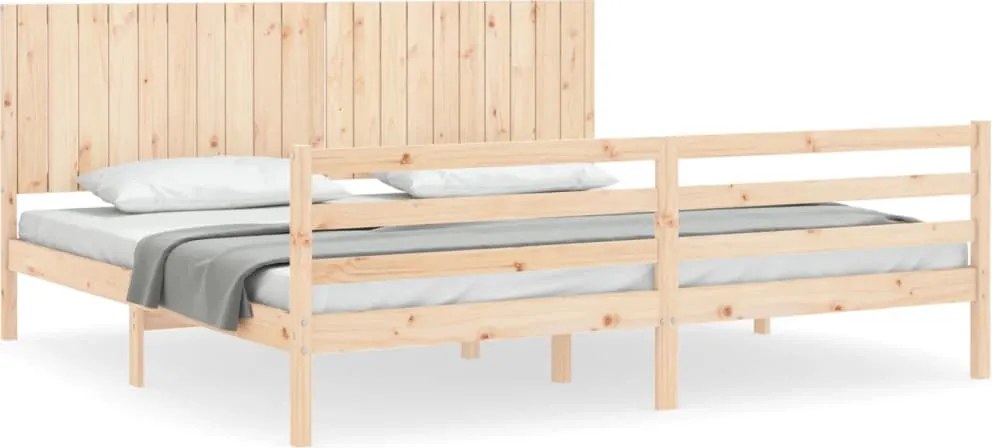 vidaXL Cadru pat cu tăblie 200x200 cm, lemn masiv de pin