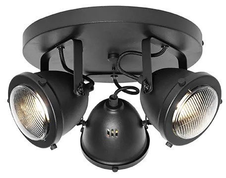 Spotlight industrial negru rotund reglabil 3 lumini - Emado