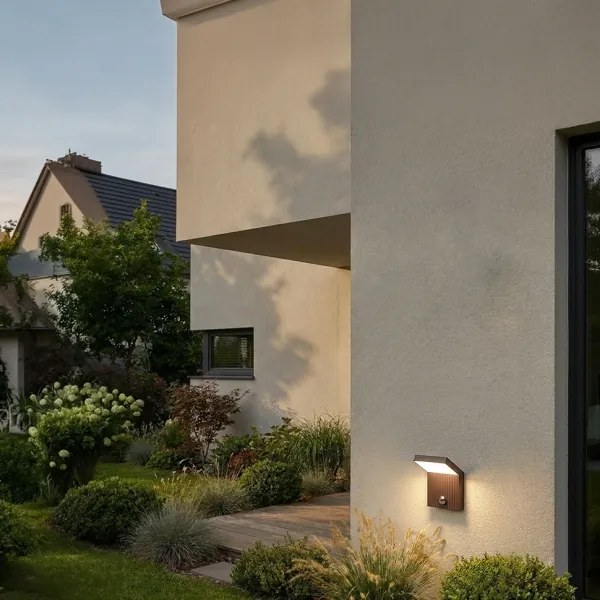 Brilagi -LED Aplică de exterior cu senzor RIANO LED/8W/230V maro IP65