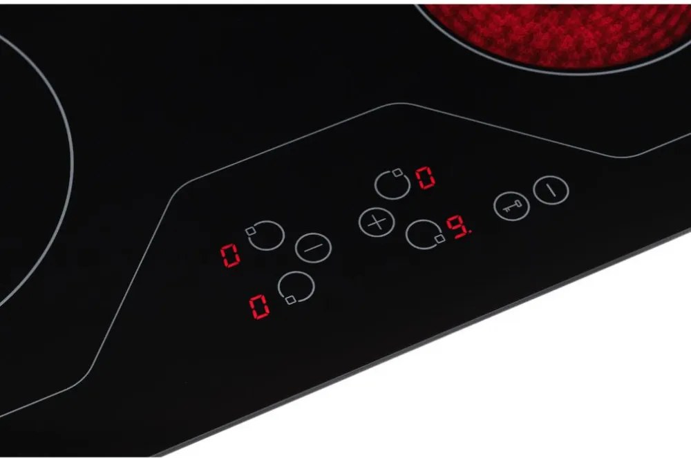 Plită ceramică încorporabilă HOMEFORT HFBK64T0B, fără cadru, 6000 W, senzor tactil, blocare pentru copii