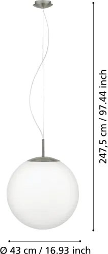 Eglo PIEDALE 63271 - Lustră suspendată pe cablu, 1xE27/60W/230V, Ø 43 cm, crom mat