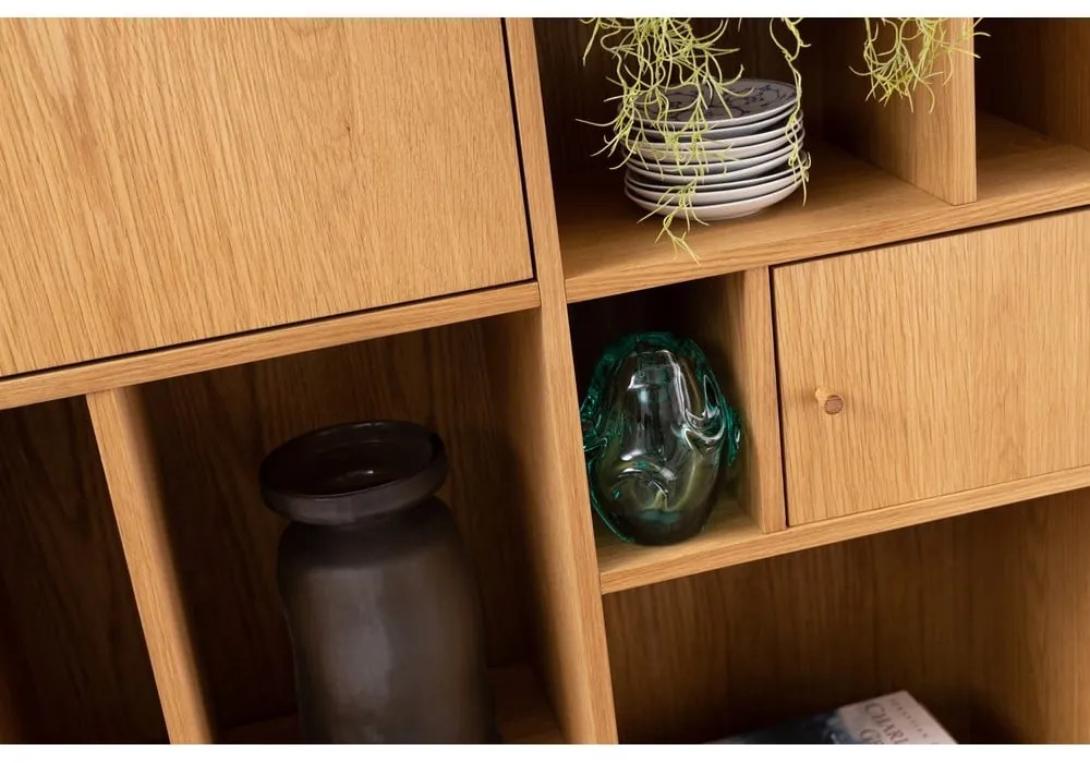 Bibliotecă în culoare naturală cu aspect de lemn de stejar 90x180 cm Rangoon – Actona