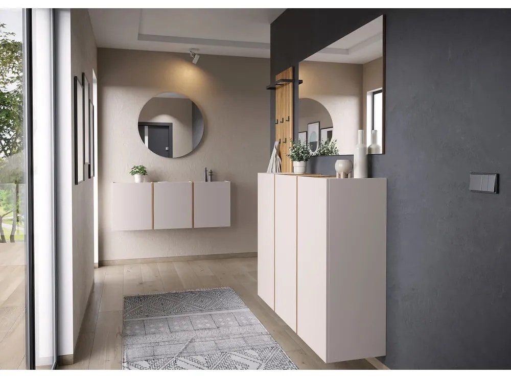 Dulap pentru hol crem 138x103x38 cm Libbiano – Germania