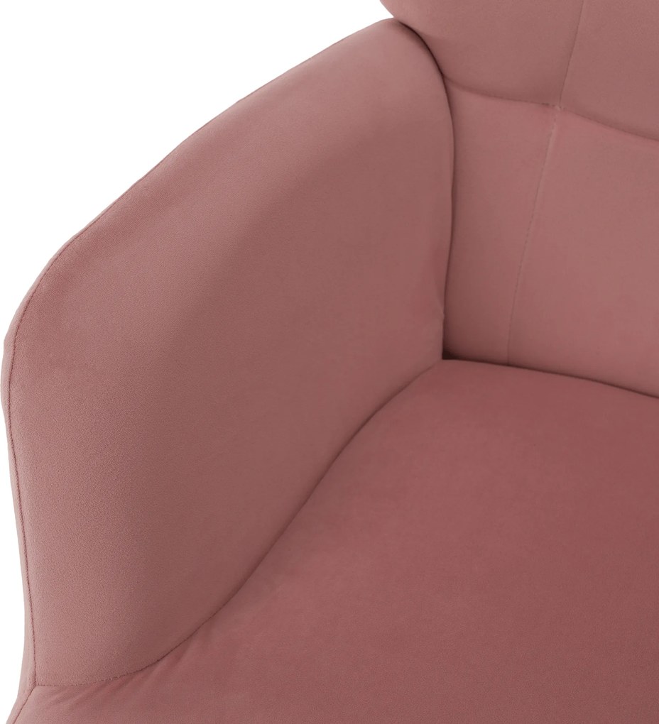 Fotoliu cu suport pentru picioare, ţesătură Velvet roz/stejar, HABEN