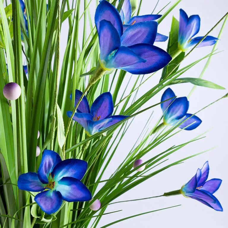 Mănunchi de iarbă ornamentală, flori albastre, 70 cm