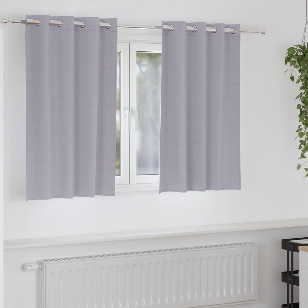 vidaXL Perdele cu perdele 2 pcs Gri metalic 140 x 140 cm Poliester