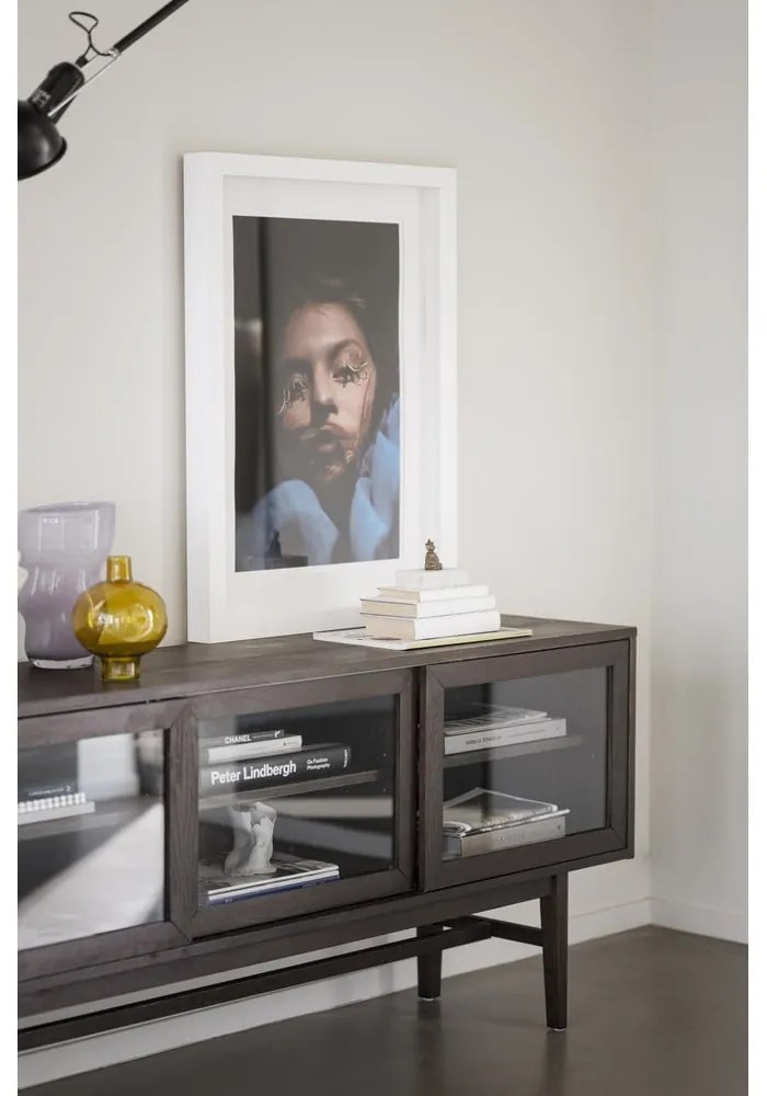 Vitrină maro cu aspect de lemn de stejar cu ușă glisantă 170x75 cm Hazelton – Rowico