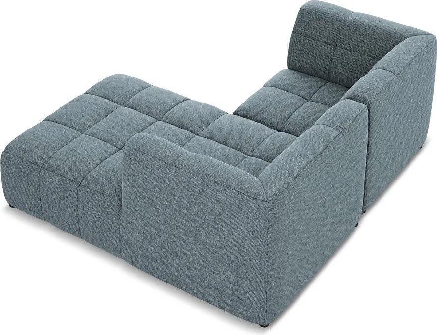 Colțar albastru cu tapițerie din țesătură bouclé (cu colț pe partea dreaptă/cu șezlong) Aloha – Makamii