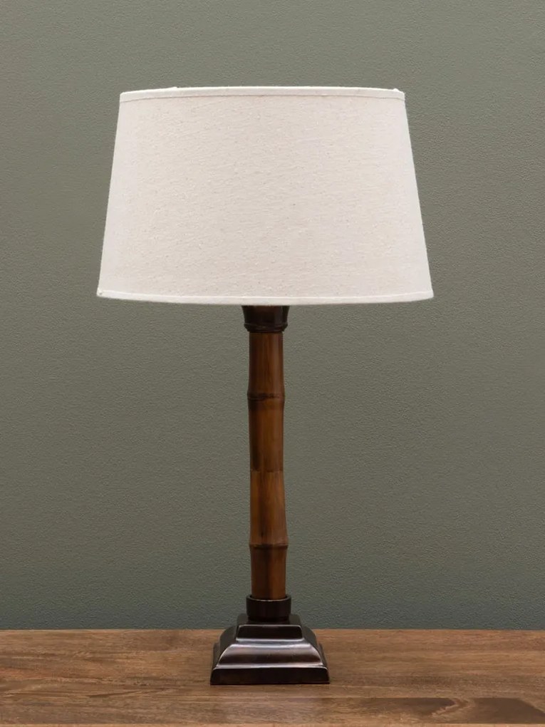 Lampa de masa, din lemn de bambus, cu abajur din in, Henonis