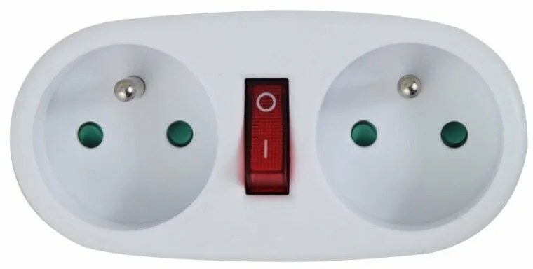 Adaptor dublu stecher Esperanza ELK306W switch ON/OFF Alb