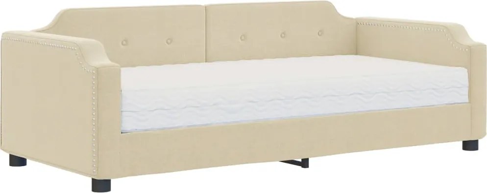 vidaXL Pat de zi cu saltea, crem, 90x200 cm, textil