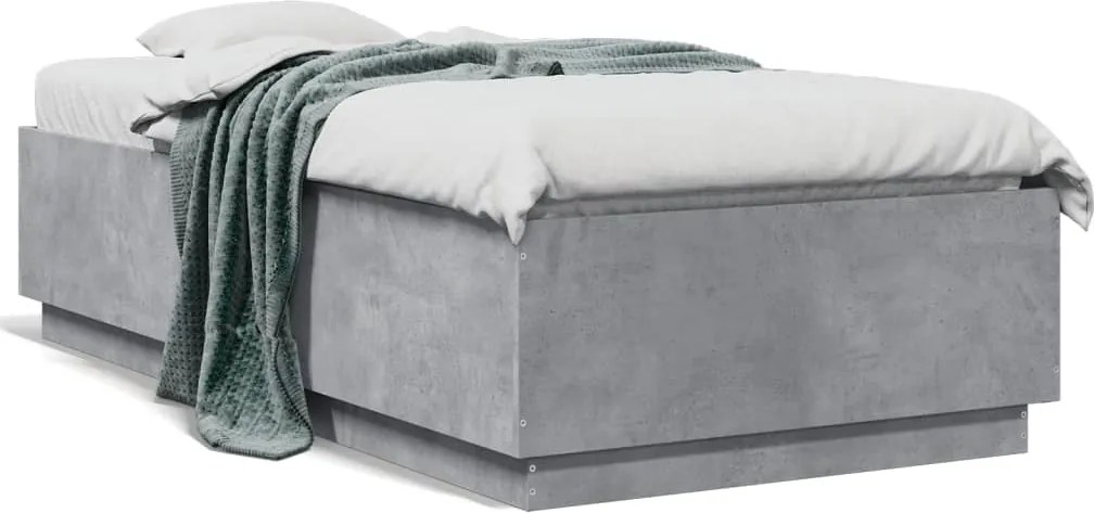 vidaXL Cadru de pat, gri beton, 90x190 cm, lemn prelucrat