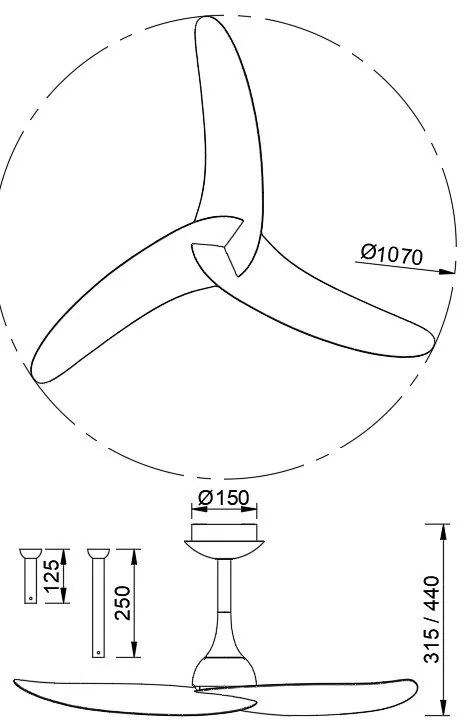 Ventilator cu 3 palete si telecomanda IPANEMA III alb MA-9040