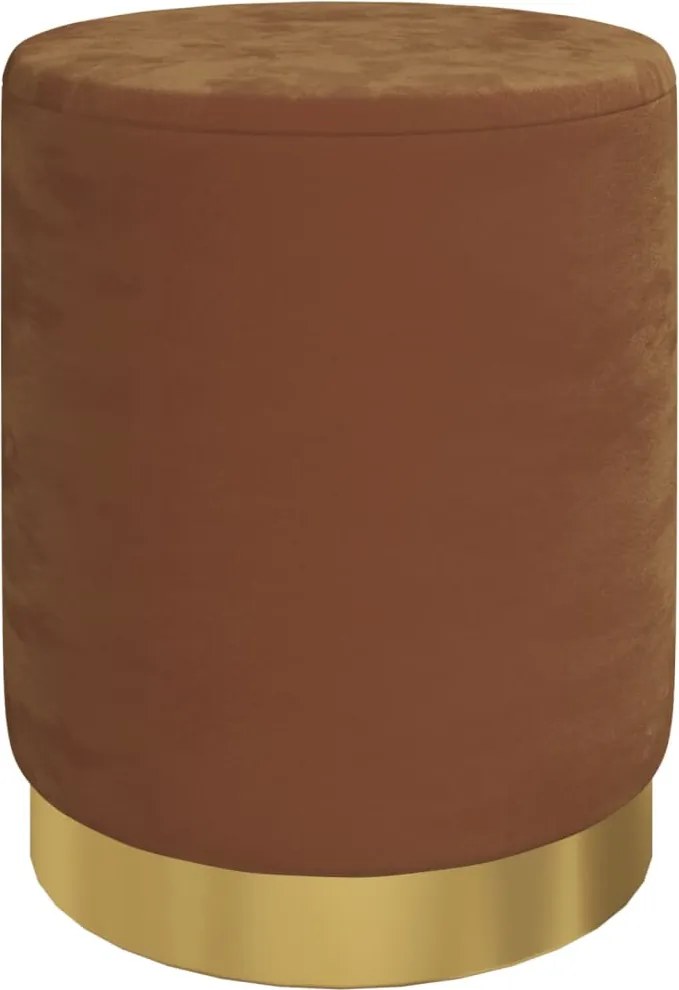 vidaXL Taburet depozitare rotund, maro, catifea 31 x 37 cm