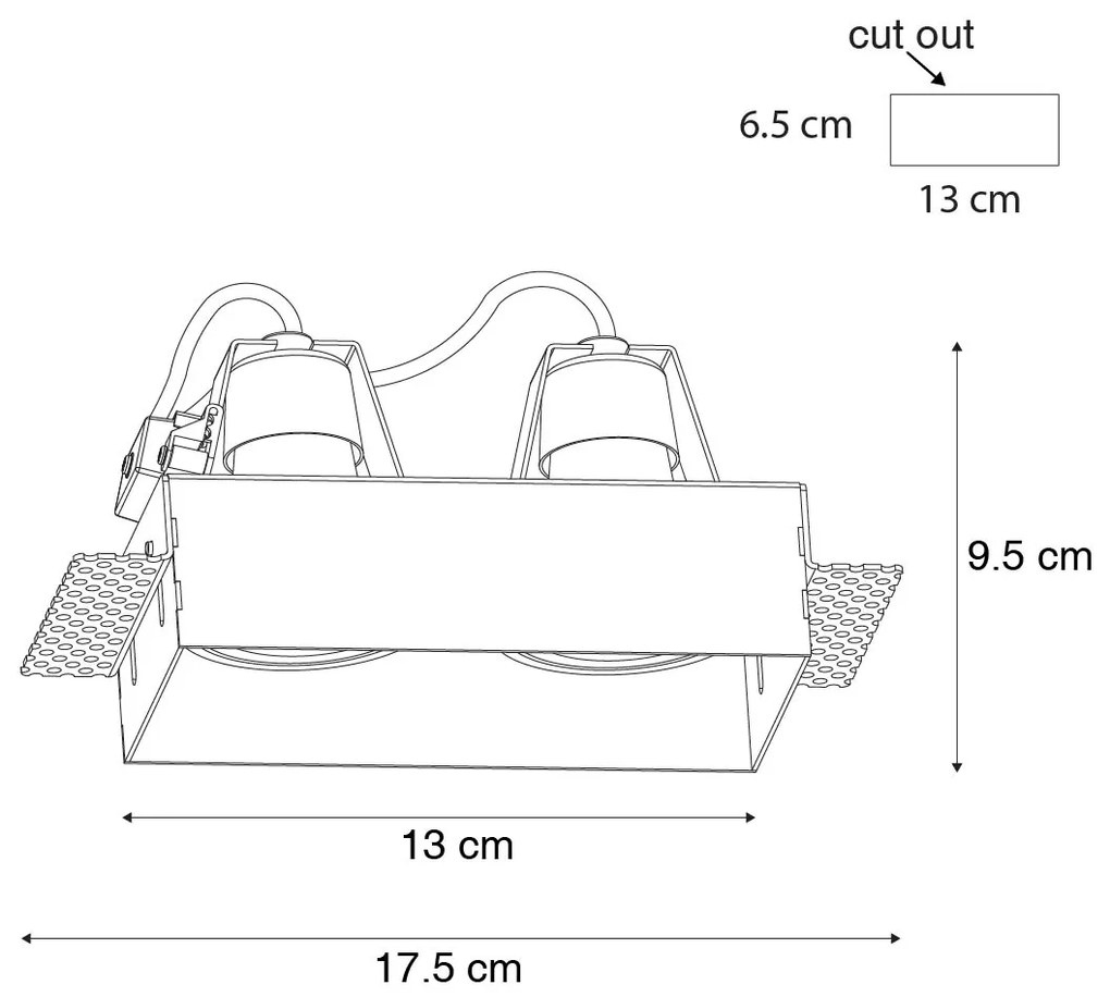 Set de 6 spoturi incastrate albe GU10 50mm 2-lumini fara rama - Oneon