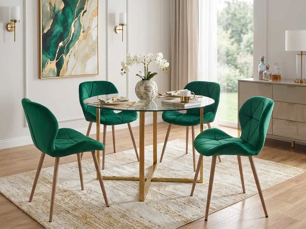 Scaun de dining MANGO VELVET, verde