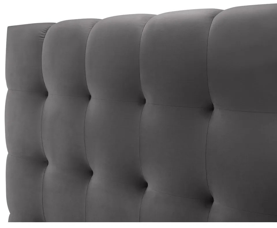 Pat matrimonial gri tapițat cu spațiu de depozitare și somieră 160x200 cm Bali – Cosmopolitan Design