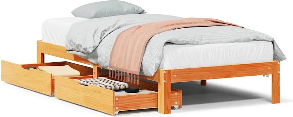 vidaXL Cadru de pat, maro ceruit, 90x200 cm, lemn masiv de pin