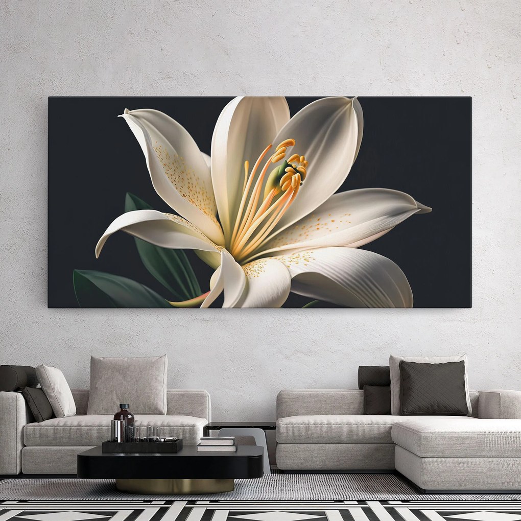 Tablou Canvas, 50x100cm, Dormitor si Living, Flori, Crini, Big Lily View