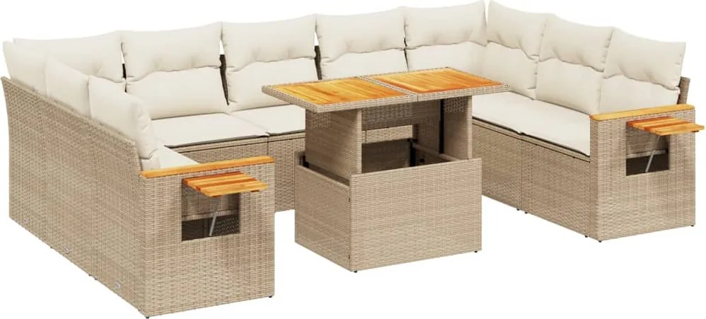 vidaXL Set canapele de grădină cu perne, 11 piese, bej, poliratan