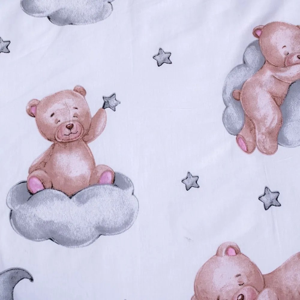 Lenjerie de pat pentru copii albă din bumbac pentru pătuț 100x135 cm Teddy Bear "Ribbon" – Jerry Fabrics