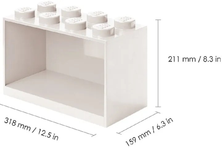 Set 2 rafturi de perete pentru copii LEGO® Brick, negru