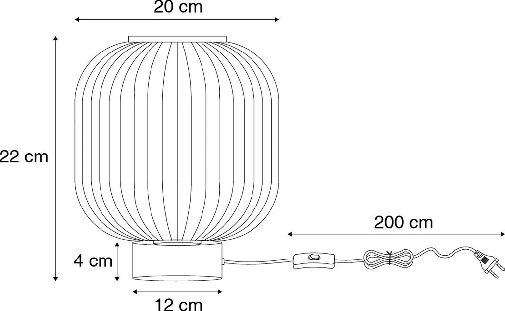 Lampă de masă Art Deco neagră cu sticlă fumurie, incl. cablu de lumină E27 - Karel