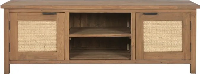 Comoda TV din lemn de tec si rattan natural " Rustic Wood "