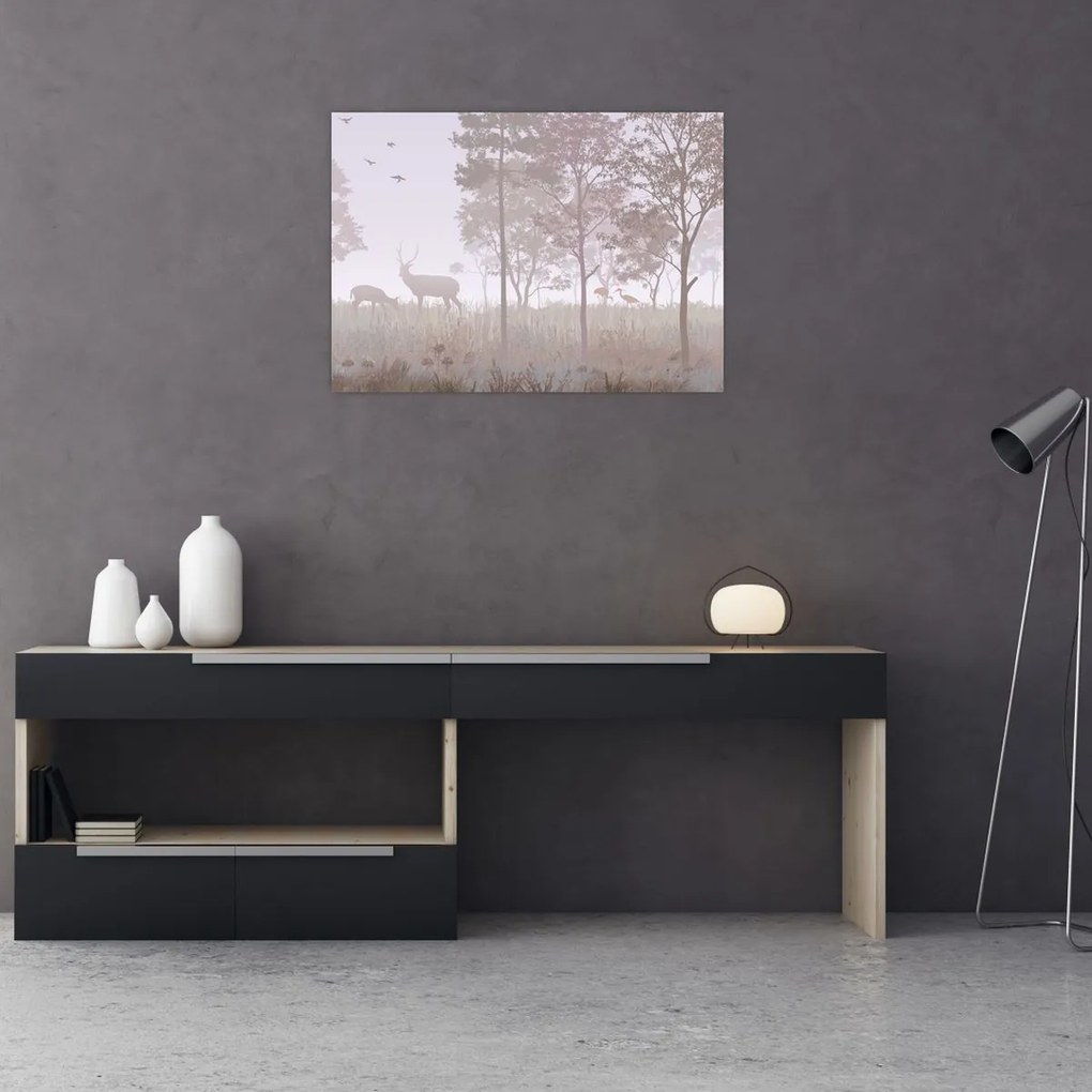 Tablou - Pădure,monocrom (70x50 cm)