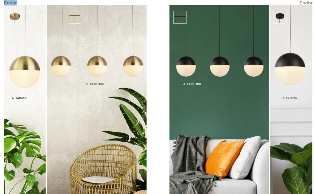 Lustra tip pendul design modern Endor, alama satinata 24181SB SRT